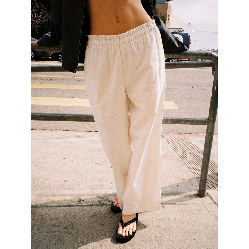 Lisa Says Gah Women's Elastic Waist Meryl Linen Blend Pants Size Small